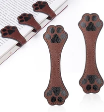 Mity rain Magnetic Bookmarks, Leather Magnetic Bookmarks for Women, Dog Paw Vint