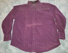 Discolor Wrangler Western Shirt Mens XXL Purple Striped Pearl Snap Cowboy Rodeo