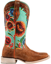 Ariat Women's Floral Textile Circuit Champion Western Boots Square Toe Brown