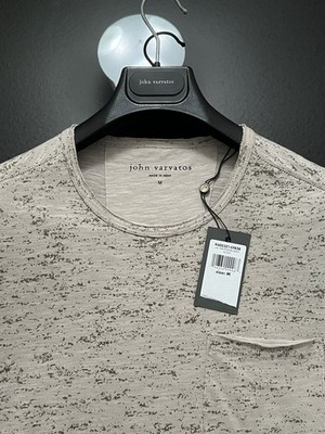 John Varvatos Mens T - Raw Cut Edges - Pickstitch Seams - Pigeon Grey - $118 NWT