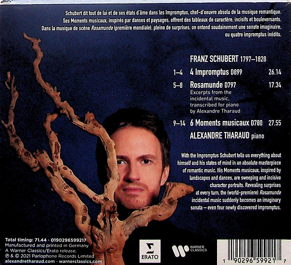 ALEXANDRE THARAUD - Schubert Piano Works: Impromptus/Moments Musicaux CD NEW - Image 2 of 2