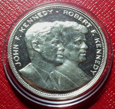 RARE John & Robert F. Kennedy Round 50 Grams .999 Silver w/Capsule