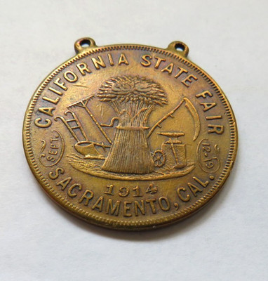 1914 CALIFORNIA STATE FAIR SACRAMENTO CAL. HORSERACING & AGRICULTURAL PENDENT