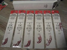 36 Snelled VMC Baitholder Fishhooks Size 2 Red - 6 Packs Bait Holder Fish Hooks