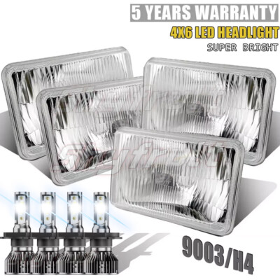 4pcs  LED Headlights Hi/Lo For Isuzu Impulse 1988-1989 Cool white--