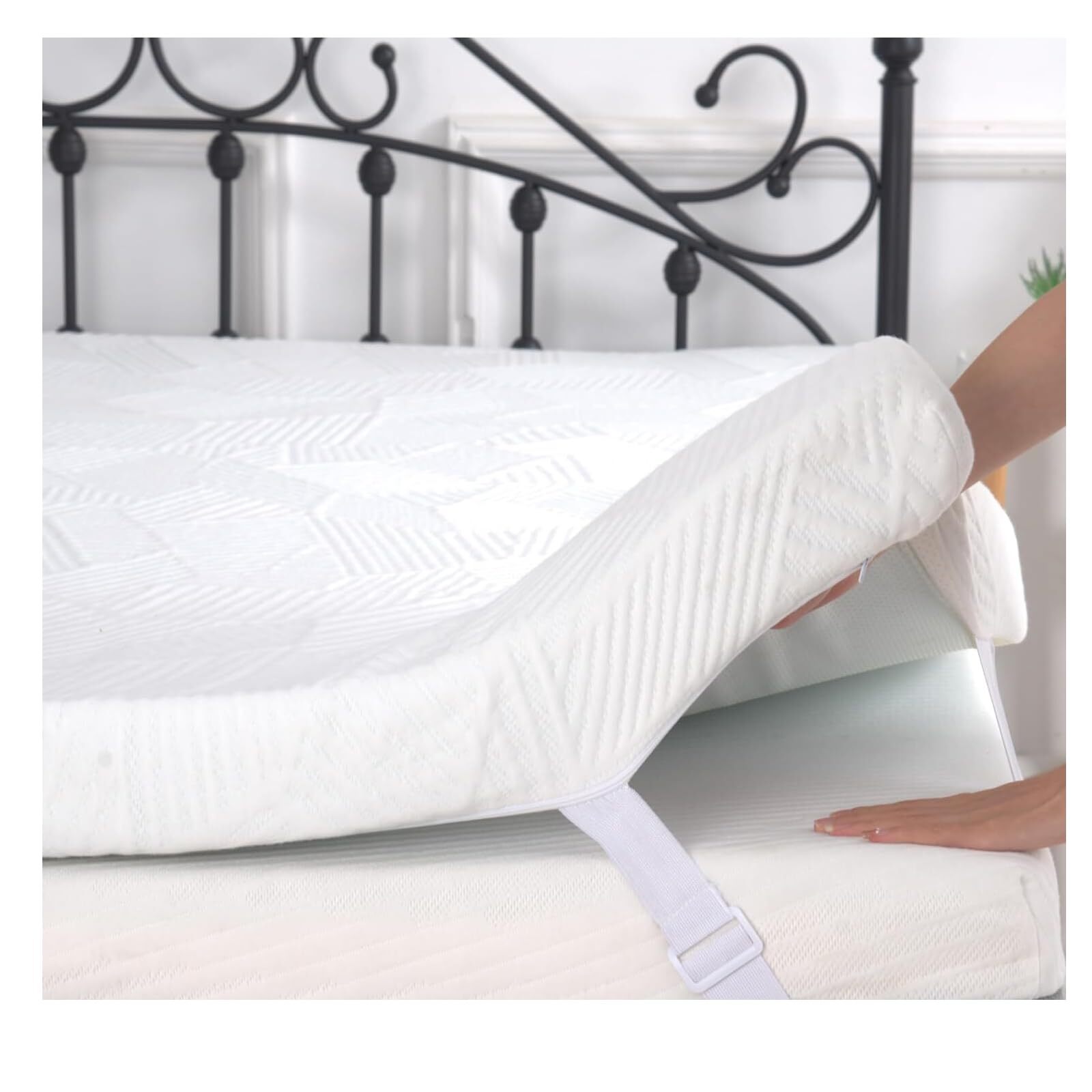 2 Inch King Memory Foam Mattress Topper, Cooling Gel Bed Topper with Removabl...