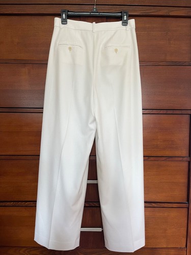 NEW Theory Women Ivory Double Pleat Wide Leg Virgin Wool Pants Trousers 6 $395 - Picture 8 of 14