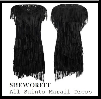 All Saints Leather Marail fringe tassel Dress 12 NWT | eBay UK