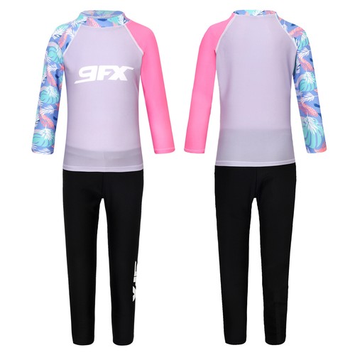 Girls Boys Activewear Swimwear Swimsuit Long Sleeve Sunsuits Holiday Rash Guard - Picture 4 of 28