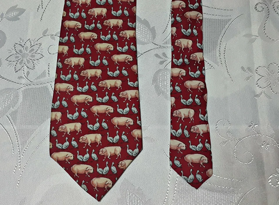 МУЖСКИЕ ВИНТАЖНЫЕ ПОДЛИННЫЙ BEAUFORT ГАЛСТУК СТОЙКА СВИНЕЙ И ГУСЯ ШЕЛК МУЖСКОЙ ГАЛСТУК - Изображение 2 из 4