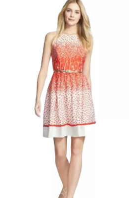 Eliza J Red White Polk dot Belted A Line Sheath Dress Keyhole Back  Sleeveless 6 | eBay