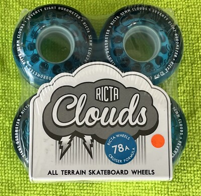 RICTA CLOUDS CORED 52MM / 78A CRYSTAL BLUE SOFT SKATEBOARD CRUISER WHEELS