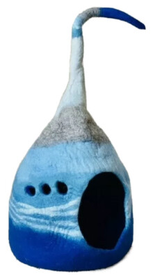 Felted Wool Cat Cave, Hand Felted, Large Covered & Cozy, Also Perfect For Kittys