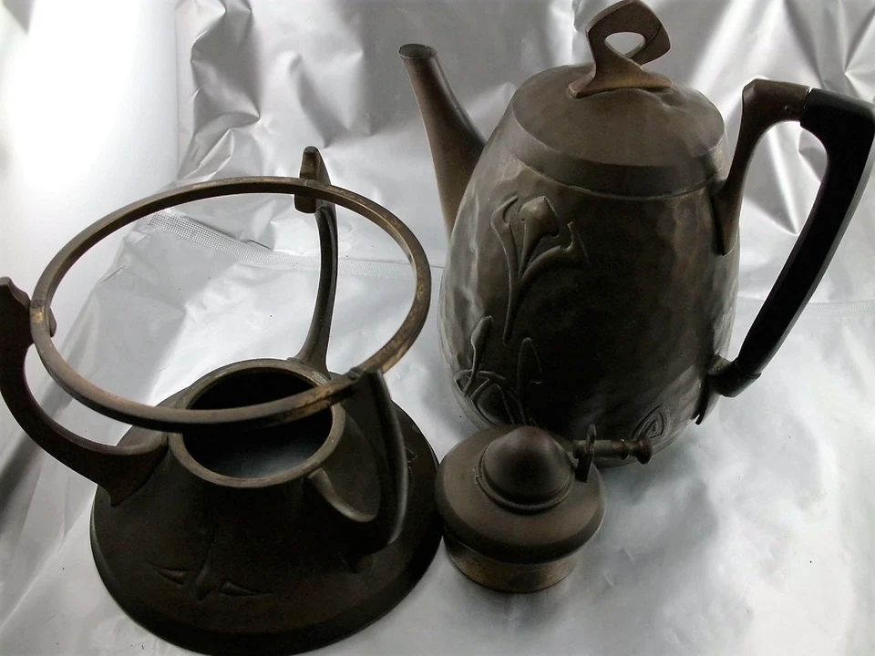 WMF Straussenmarke Kaffeekanne auf Rechaud reiner Jugendstil um 1890- 1900 - Bild 3 von 4