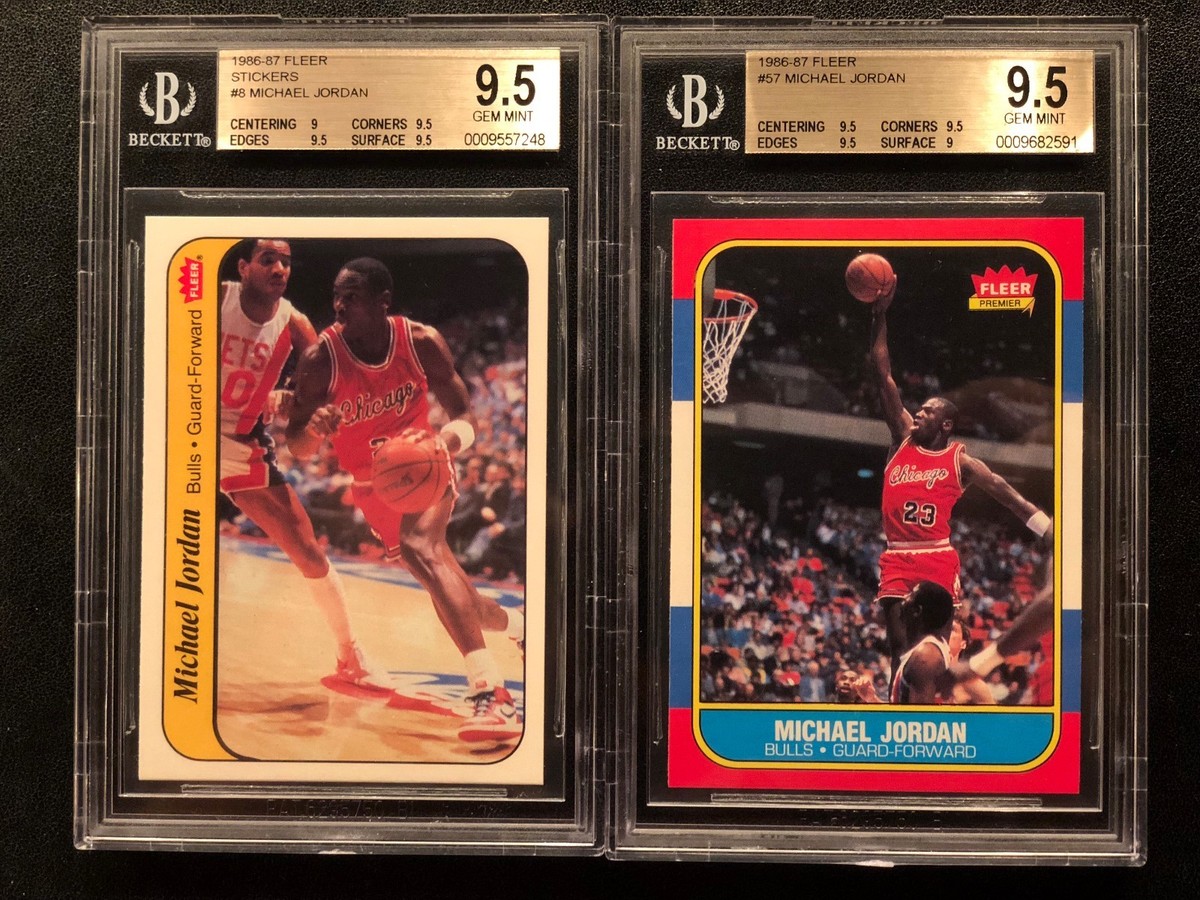 1986-87 Fleer Michael Jordan Rookie RC Cards #57 & #8 BGS