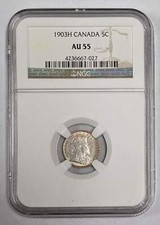 1903 H Canada Silver 5c NGC AU 55