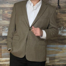 Jos. A. Bank Signature Collection 100 Wool Brown Houndstooth Blazer Jacket 46R