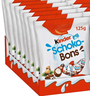 6 Bags KINDER SCHOKO BONS Milk Chocolate Candies 125g /4.4oz New from ...