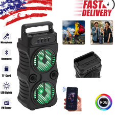 2500W Dual 3" Bluetooth Speaker TWS LED Lights Bass Stereo USB FM AUX TF