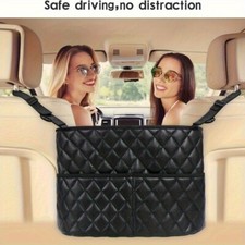 Sleek Faux Leather Car Organizer Handbag Secure, Compact, Max Storage Space