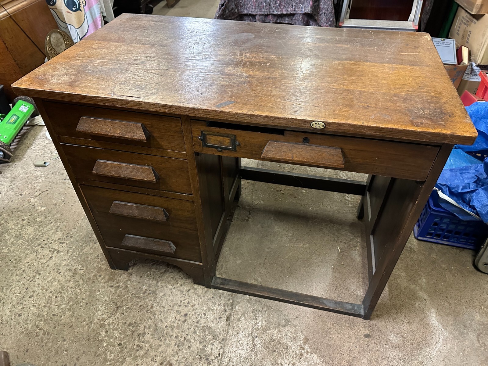 Mid Century Oak School Teachers Desk Students Teachers Writing Vintage