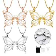 2 Pack Butterfly Urn Necklaces for Ashes Women Girls Cremation Keepsake Jewelry