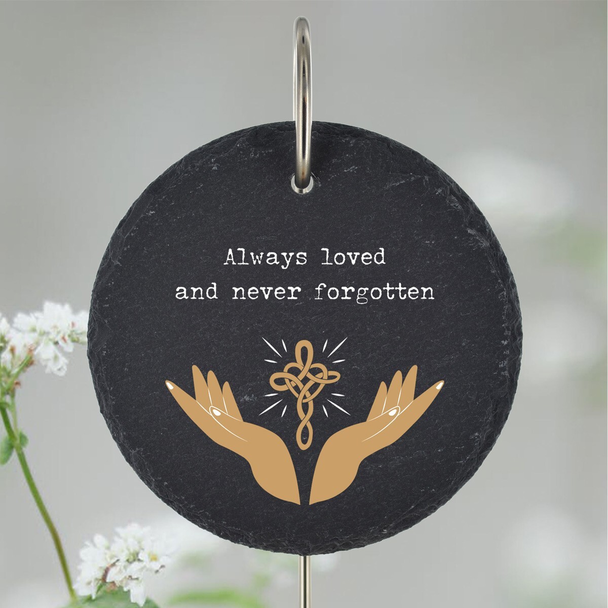 Celtic Cross Grave Stick Marker Plaque Ornament Memorial Slate Always Loved