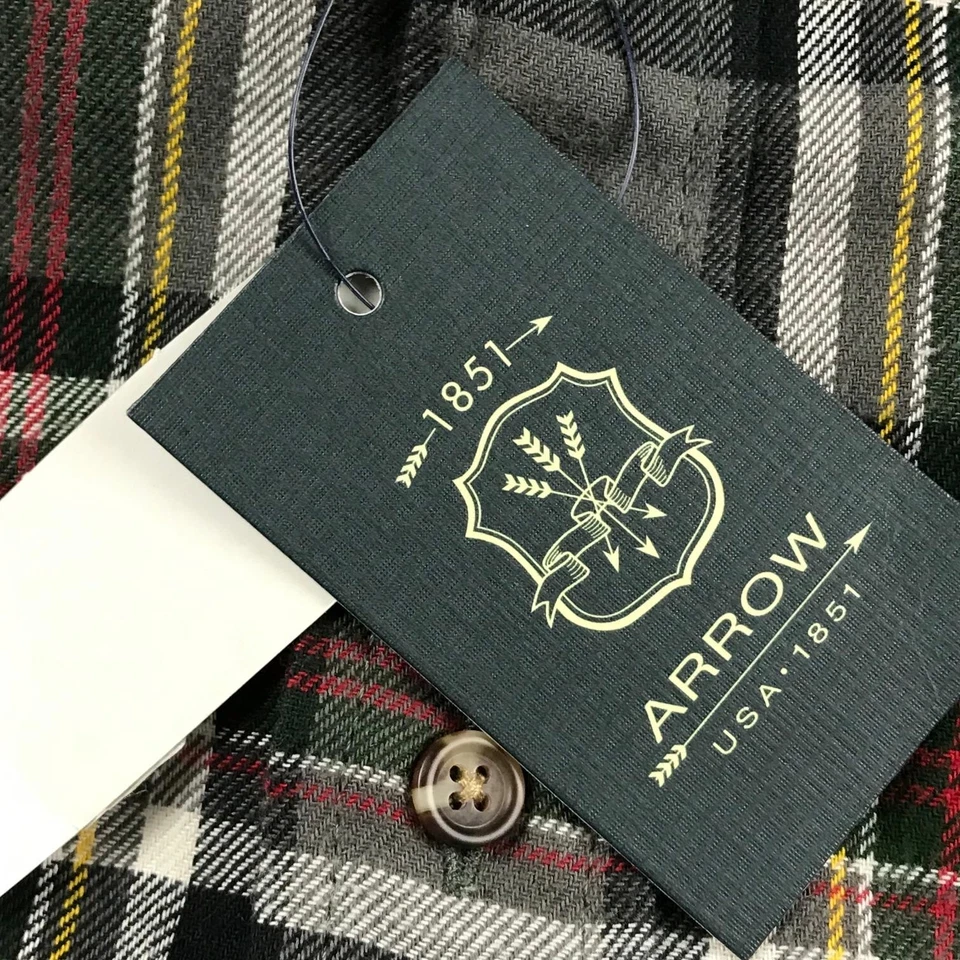 Arrow Shirt Mens XXL Gray Plaid Flannel Long Sleeves Button Up NWT - Image 4 of 4