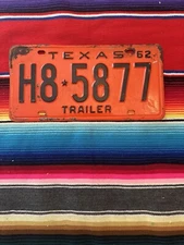 1962  TEXAS  REPLACEMENT  TRAILER  LICENSE  SINGLE  PLATE  H85877