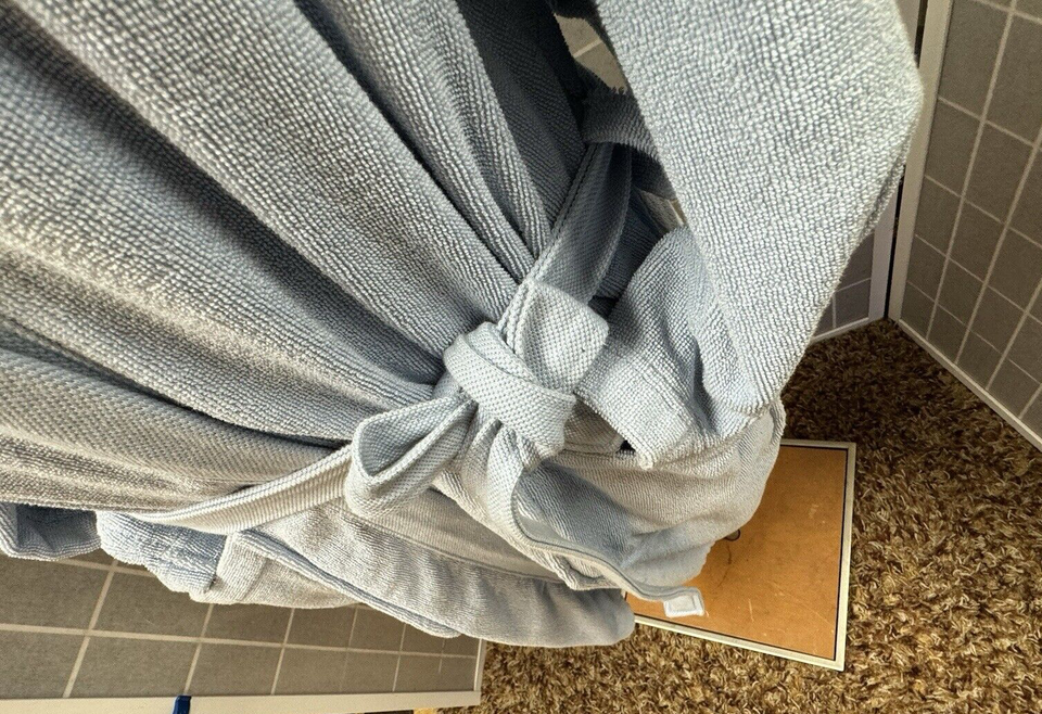 Lacoste, Unisex, Robe, Blue, Size LX, Cotton, Long Sleeve, Pockets