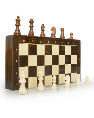 Schach; Turnier - Schachspiel Staunton 4, Schachbrett 40 x 40 cm, Holz