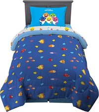 Baby Shark "Playful Underwater" Kids Reversible Twin Bed Set-AB09CFYYL2G3