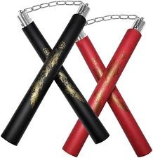 Dragon Pattern Foam Nunchucks Safe Training for Karate & Martial Arts Practice