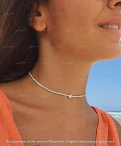 Authentic 7 Ct Round Cut Real Moissanite Tennis Choker Necklace 14K White Gold Plated