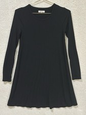 Madewell Women's XS Shift Dress Long Sleeve T-Shirt Swingy Tee Black Minimalist