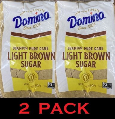 2x Domino Premium Pure Cane Sugar LIGHT BROWN Sugar 32 oz / 2 Lb Bag - 2 PACK