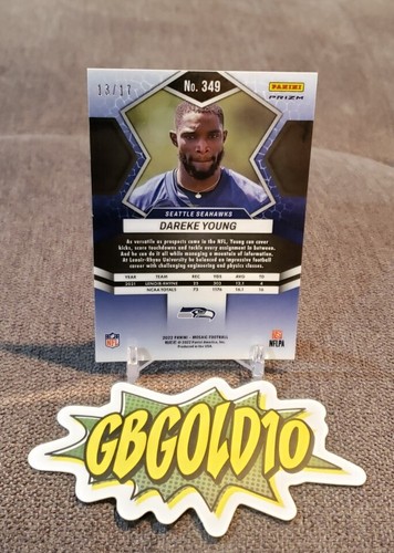 2022 Panini Mosaic NFL RC Rookie Dareke Young #349 Gold Wave Prizm 13/17 - Picture 2 of 3