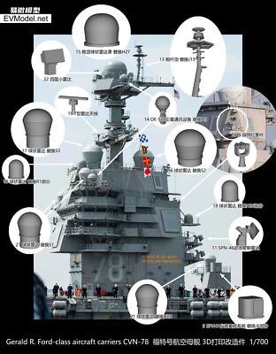 EV 1/700 3D printed parts for CVN-78 USS Ford class aircraft