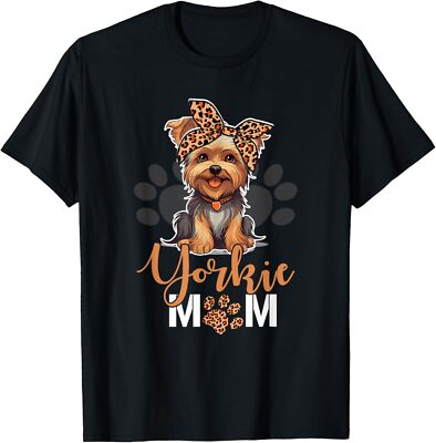 Yorkie Mom Yorkshire Leopard Dog Lovers Mother's Day T-Shirt