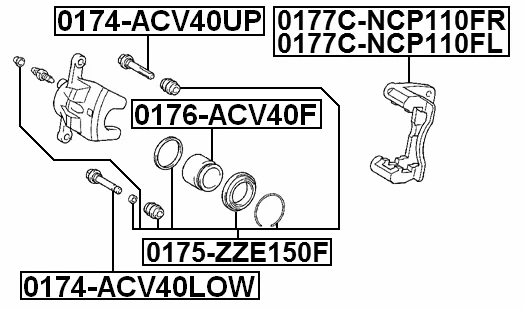 Kit de reparación de pinza de freno de disco para 2008 Scion xD (EE. UU.) Foto 2 de 3