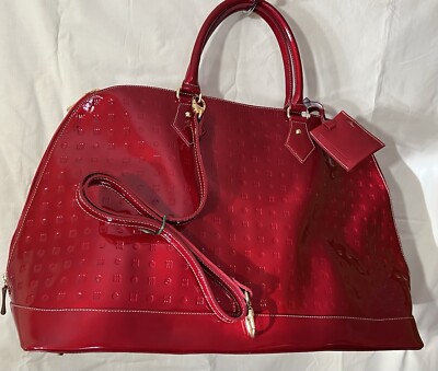Arcadia Large Handbag Patent Leather New w/o tag Crimson clr  made in Italy