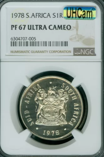 1978 SOUTH AFRICA SILVER 1 RAND NGC PF67 UCAM  MAC UHCAM SPOTLESS *