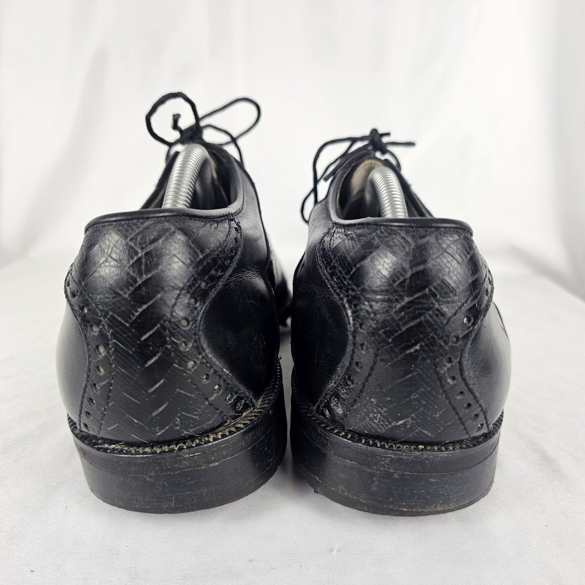 Vintage Footjoy Classics Dry Mens Black Leather Woven Golf 