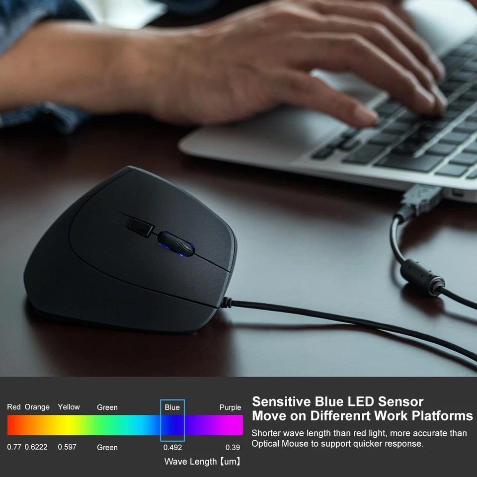 Wired Ergonomic Mouse, Optical Vertical Computer Mice, Reduce Wrist Strain, (... - Image 2 of 4