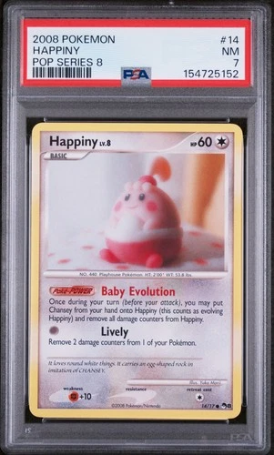 2008-09 POKEMON POP SERIES 8 #14 HAPPINY PSA 7