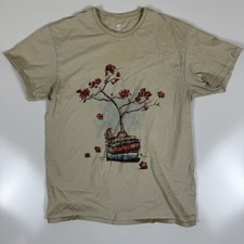 Mens Graphic Tee Made in USA Past Present Future Book Bird Cherry Blossom-Medium