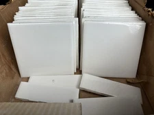 Vintage White 4-1/4" Glossy Ceramic Tile Mid Century Modern New Old Stock
