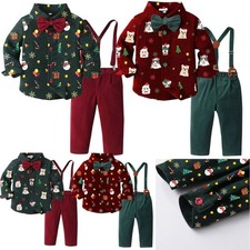 Boys Outfits Photoshoot Set Suspenders Pants Suit Xmas Infant Party Newborn
