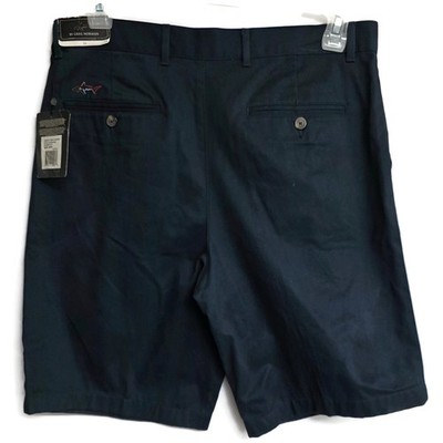 Greg Norman Mens Navy Blue Cotton Pleated Twill Golf Shorts 34