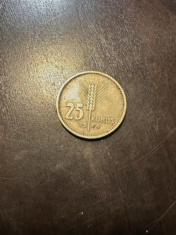 1944 WWII Turkey Nickel-Bronze 25 Kurus Istanbul Mint Coin XF